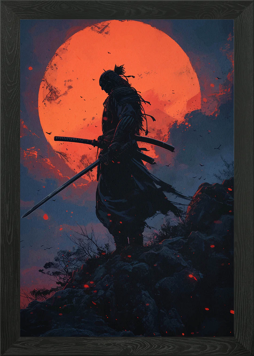 【真作】デイビッド・ガエーゴス エメラルドベイサンライズ シルクスクリーン 版画 Samurai Sunset Landscape Framed Wall Art Poster Canvas Print