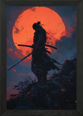Samurai Sunset Landscape Framed Wall Art Poster Canvas Print