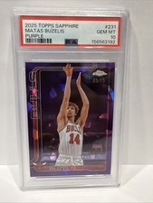 2025 Topps Chrome Sapphire Matas Buzelis Purple /75 Bulls PSA 10