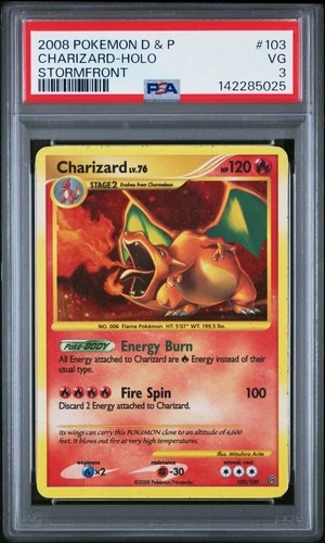 PSA 3 Charizard 103/100 2008 Stormfront Secret Rare Pokemon Card