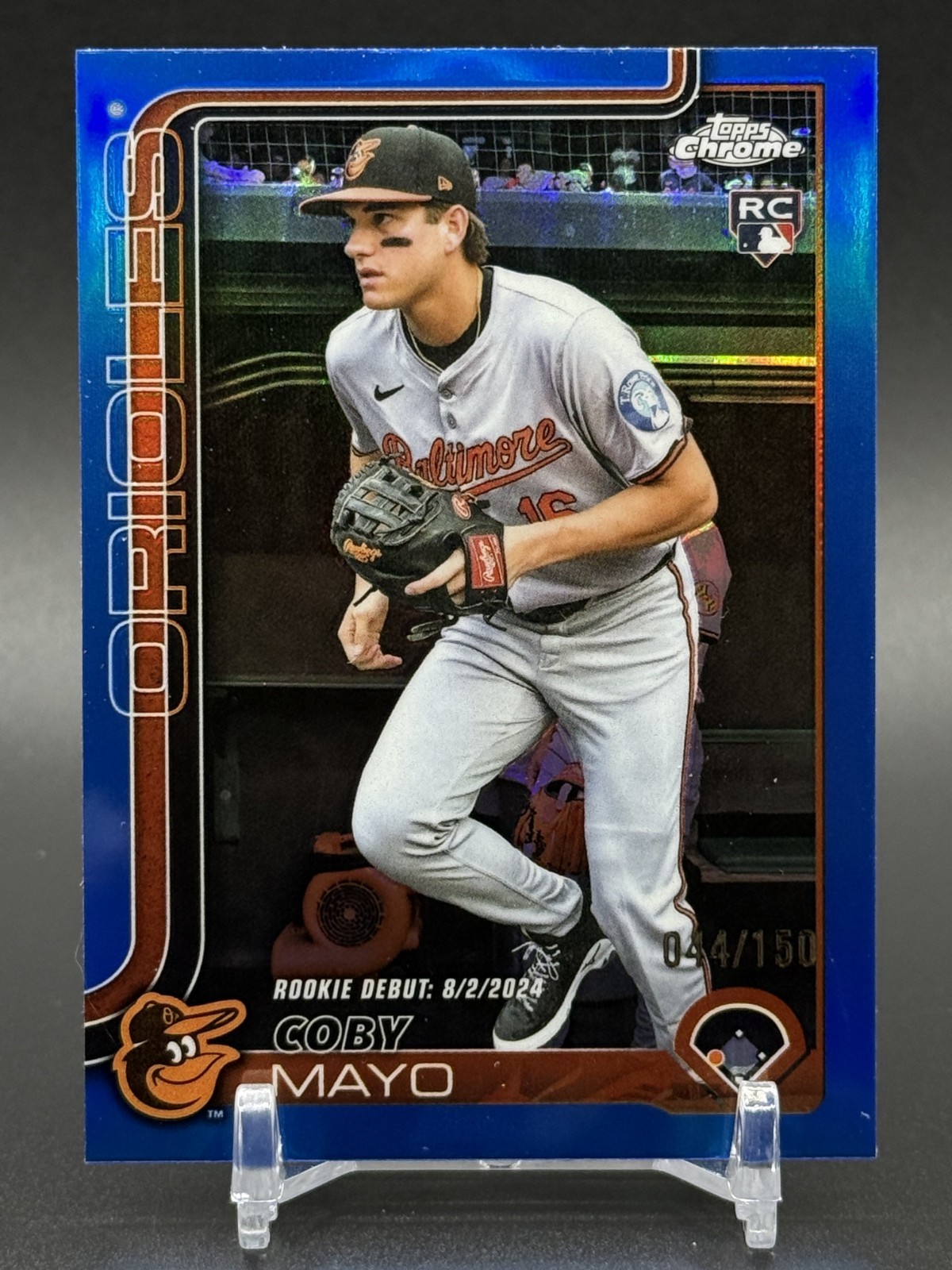 2025 Topps Chrome Update COBY MAYO Rookie Debut True Blue /150 Orioles #USC94