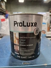 PPG PLX259 ProLuxe Clear Satin Water Based Polyurethane Interior/Exterior- 1Qt 