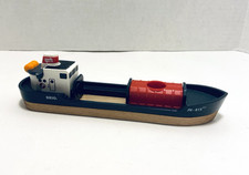 Brio Freight Cargo Wooden Hull Ship Boat JN-815 Blue Deck Red Doors one missing