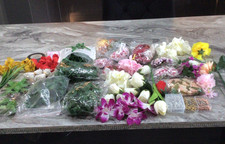 Artificial Foam & Silk Flower Heads + Leaves, Florist Tape, Pins, Button Holes