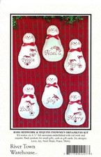Traditional Redwork Snowman Ornaments Embroidery Pattern by River Town Warehouse