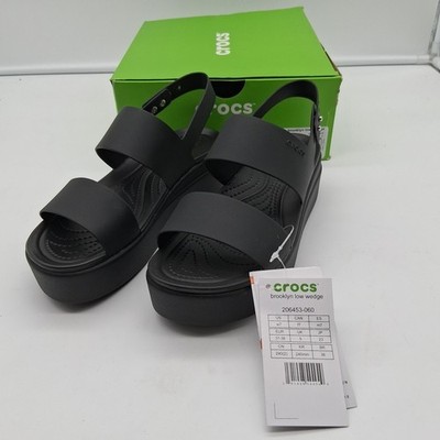 Neu Crocs Brooklyn KEILSANDALE 206453-060 für Damen schwarz US W 7  Eu 37-38