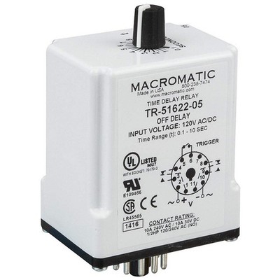 MACROMATIC TR-51622-14 SinFunTimeDelayRelay, 120VAC/DC, 11Pins 23NV07