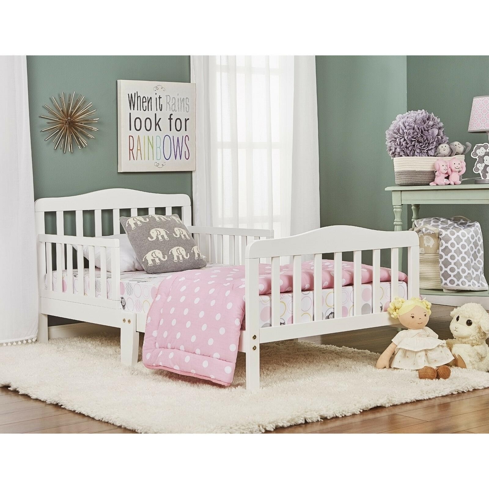 Wood Safety Rail For Kids Baby Crib Child Boys Girls White