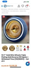 137 Wire Wheels Triple Gold Reverse 100 Spoke Whitewall Tires 15580r13 4 137 Wire Wheels Triple Gold Reverse 100 Spoke Whitewall Tires 15580r13 4