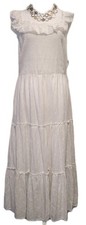 NWT Sz L Old Navy Smocked White Eyelet Ruffle Strap Lined Maxi Dress Women Large