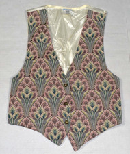 Vintage Girls Vest Backyard Blues Size L 16-18 80s Pink Green Tapestry Made USA