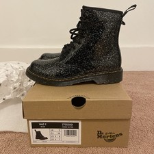 Dr. Martens 1460 27053001 Boots Youth US W7/M6 Black Glitter Side Zipper