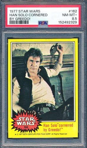 1977 Topps Star Wars #162 Han Solo cornered by Greedo!