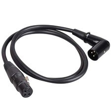 3ft Right Angle XLR Cable - 90  Male to Female, Balanced Microphone/DMX Cable