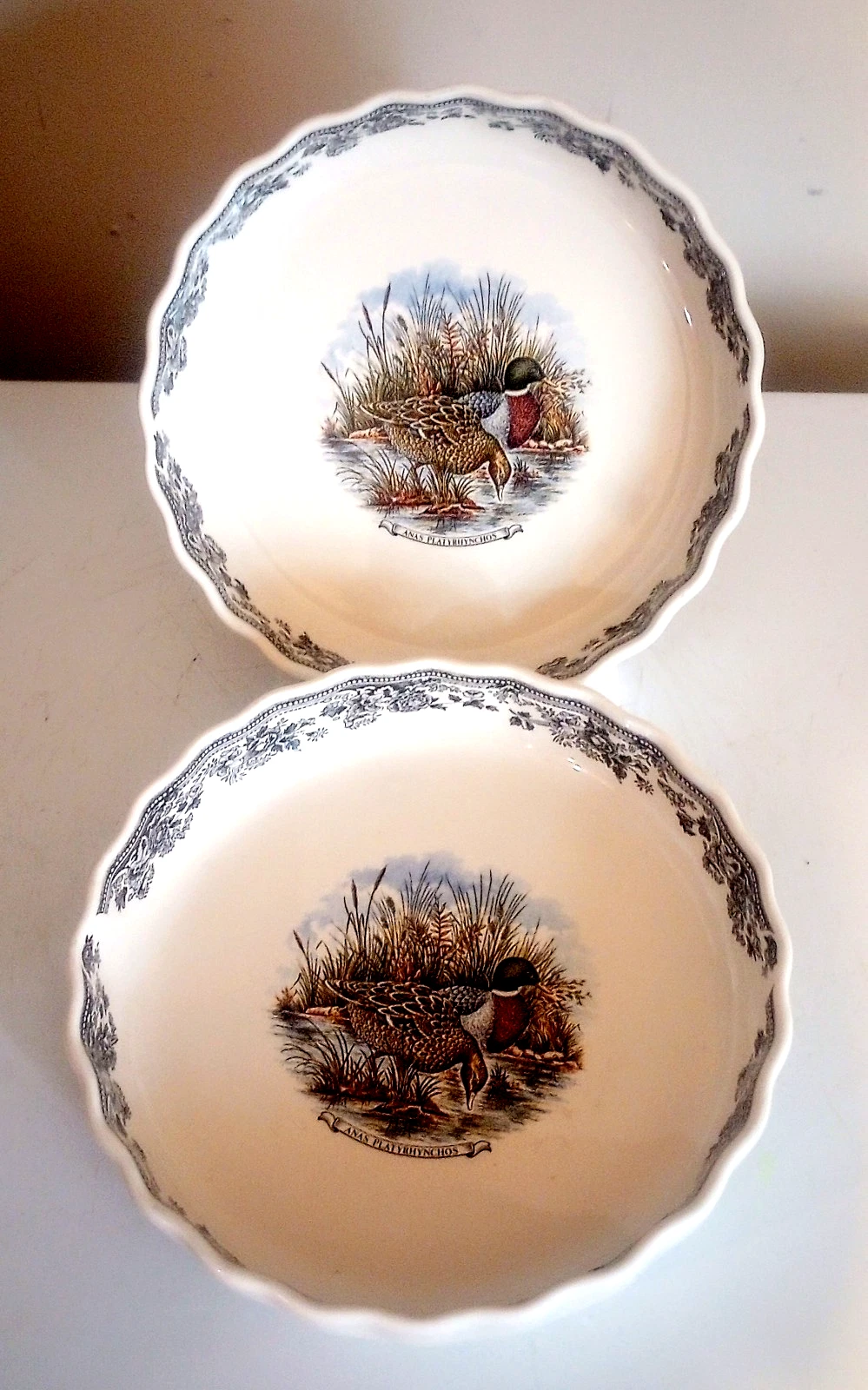 Set of 2 Churchill Vintage Game Anas Mallard Duck 9” Pie Dish Scalloped Baking