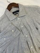 Polo Ralph Lauren Gray Solid Long Sleeve Button Down Shirt Men s XL All Cotton