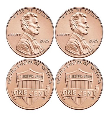 2025-PD Lincoln Shield One Cent BU U.S Mint 1C Last Year
