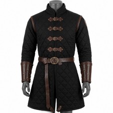 Medieval Quilted Gambeson Coat Black Padded Jacket Viking LARP Reenactment