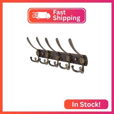 Dseap Coat Rack Wall Mounted - 5 Tri Hooks, Heavy Duty, Stainless Steel, Metal C
