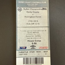 Derby County v Nottingham Forest(Championship 2014/15) 17/1/2015 Ticket Director