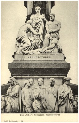 London vintage postcard ~1930/40 Albert Memorial Manufactures Kensington Park