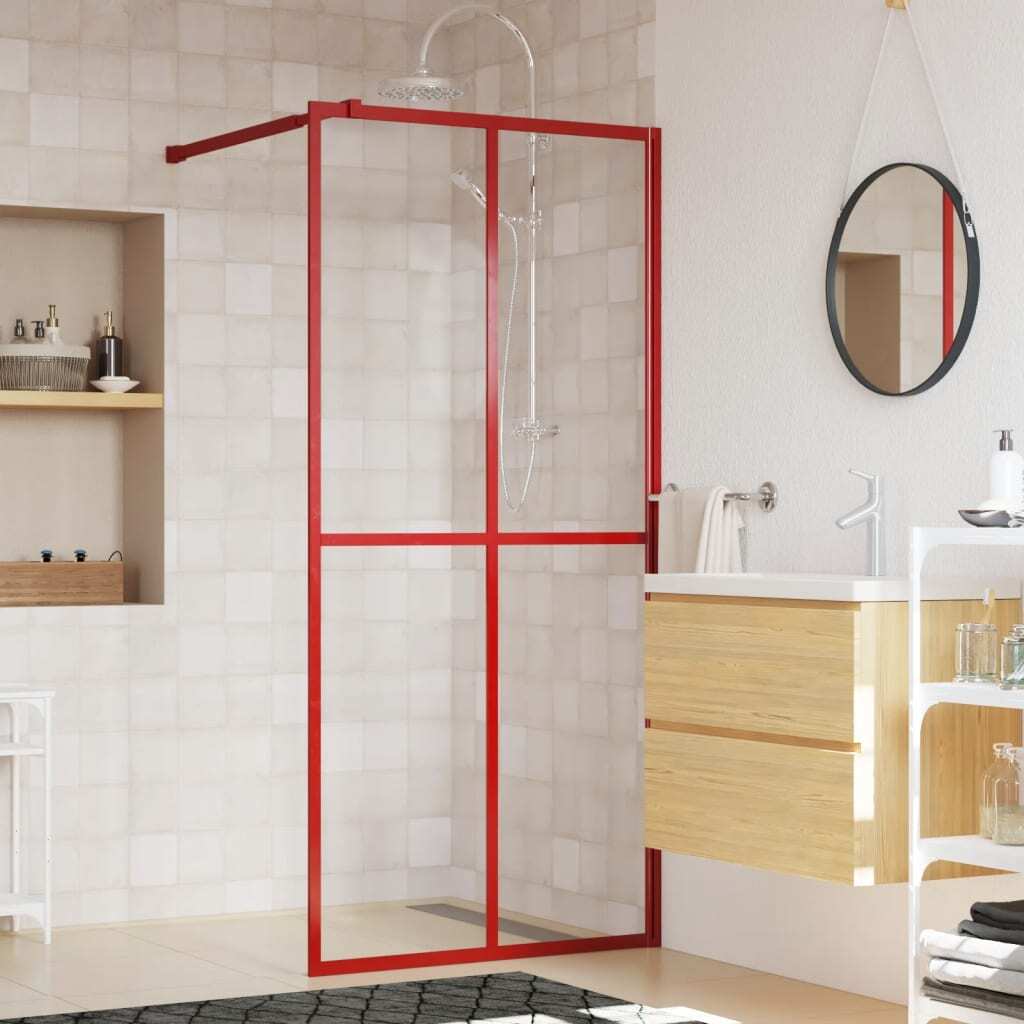 Walk-in Shower Wall with Clear ESG Glass Red 80x195 cm vidaXL