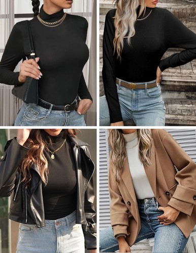 Women's Turtleneck Long Sleeve Shirts Fall Fashion Lightweight Base Layer Sol... - Picture 5 of 6