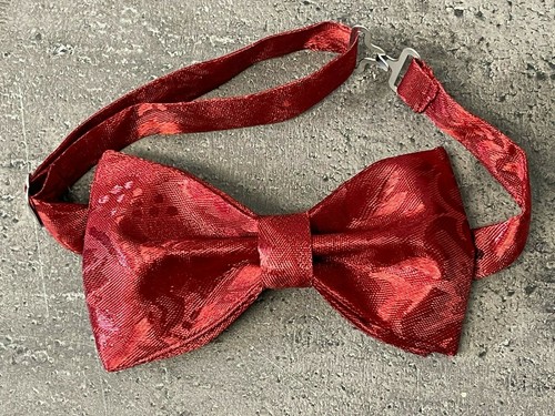 Handmade Burgundy Rust Brocade Bow Tie Mask Oversized Butterfly Vintage Style - Picture 9 of 23