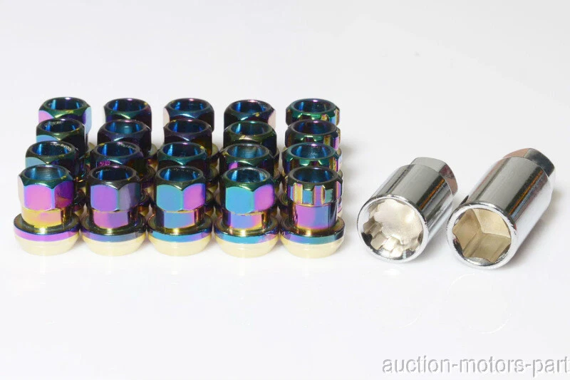 Asiento cono cromo neón 20 piezas + 2 llaves m12x1,25 para Nissan GT-R año 2009-2018 A33 Foto 2 de 4