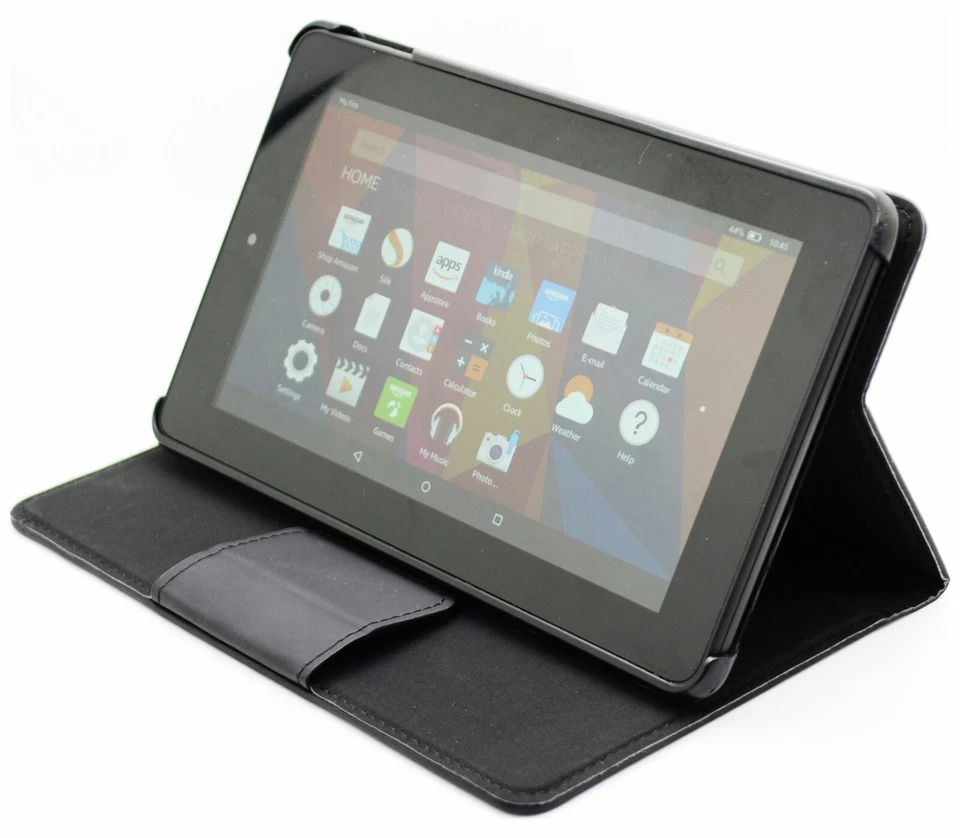 7" Tablet Leather Case Amazon Fire 7 Tablet Case Buit In Stand Black 5999264 R - Image 2 of 2