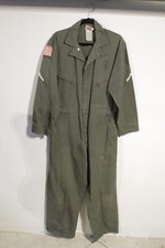 VINTAGE DICKIES OVERALLS OLIVE GREEN DURABLE MILITARY PATCHES LARGE LONG SLEEVE