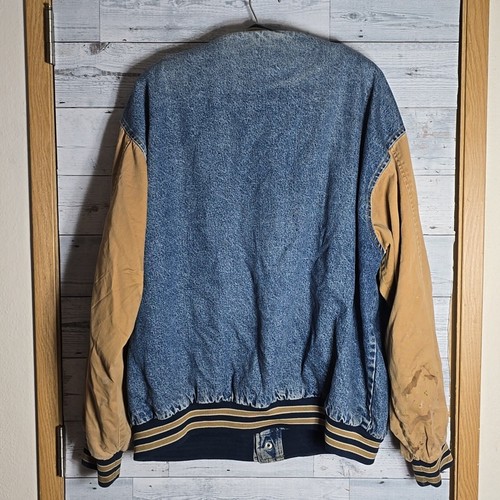 Vintage Port Authority Denim Canvas Bomber Jacket Size 2XL - Picture 2 of 9