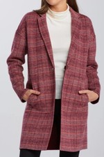 Gant D1 Reversible Handstitched Check Coat Port Red Size Small