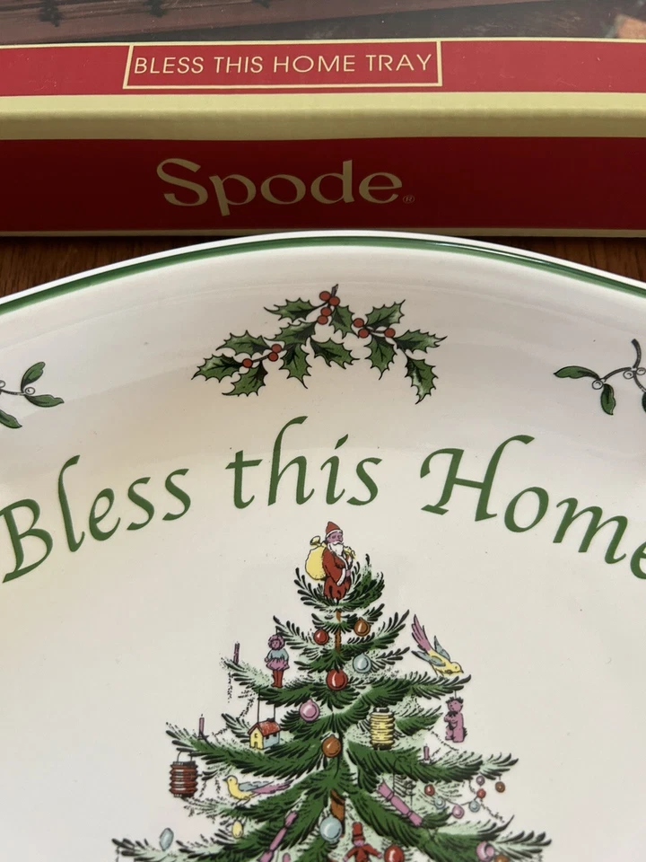 Spode Christmas Tree Bless this Home Oval 11" Tray - New In Box - Image 3 of 4