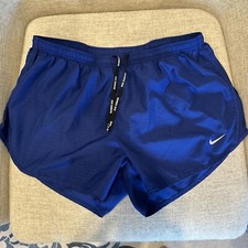 Nike Dri-Fit Blue Running Athletic Shorts Drawstring Waist-Size Large