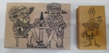 Mounted Rubber Stamp, Lady's In red Hat 3425 & tourist guy with cam