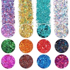 Holographic Chunky Glitter Set of 12 Licool Craft Glitter for Resin Art Craft...