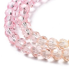 10 Strand Pink Crystal Glass Loose Faceted Beads Spacer for Jewelry Making
