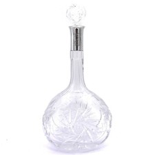 Vintage Kristall Karaffe &ndash; Weinkaraffe mit 800 Silber Montierung, Lutz und Weiss