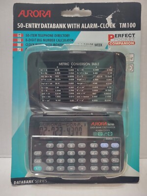 Aurora 50 Entry Data Bank TM100 Telephone Directory, Calculator & Clock New