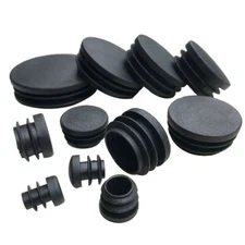 12 - 76mm Round Plastic End Cap Caps Tube Blanking Pipe Inserts Plug Bung Black