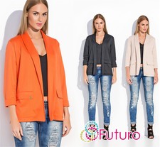 Womens Blazer With Pockets 3/4 Sleeve Cardigan Cape Shrug Sizes 8-14 Fa484