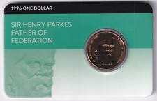AUSTRALIAN:  1996 $1 SIR HENRY PARKES FATHER OF FEDERATION UNC COIN #PL1059