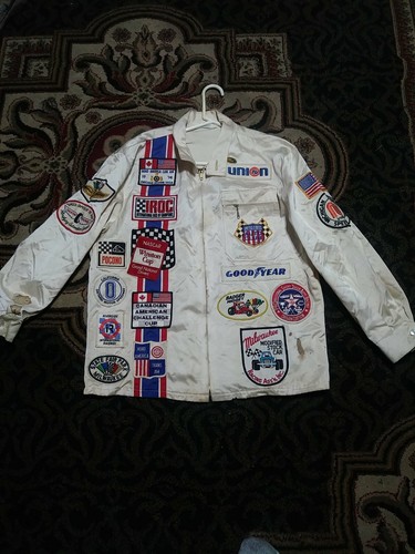 Vtg Indianapolis Motor Speedway 500 Gift Shop Silk Like Jacket W/ Patches, Mediu