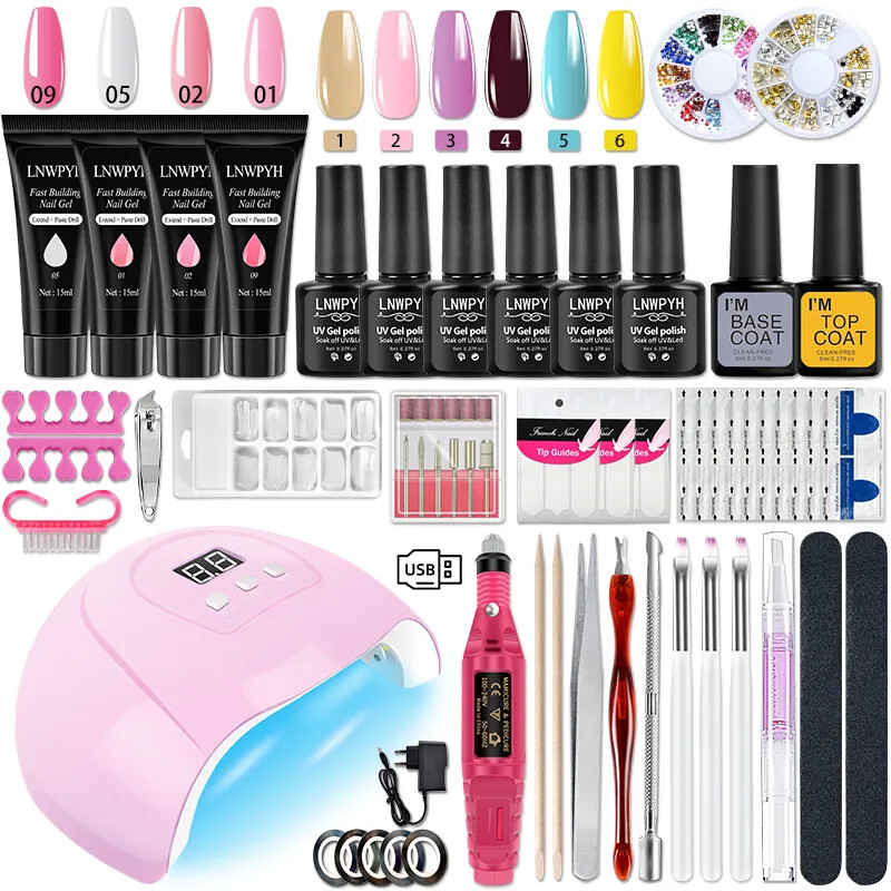 Nail Set and Nail Lamp Choose 6 Color Gel Nail Polish Kit Nail