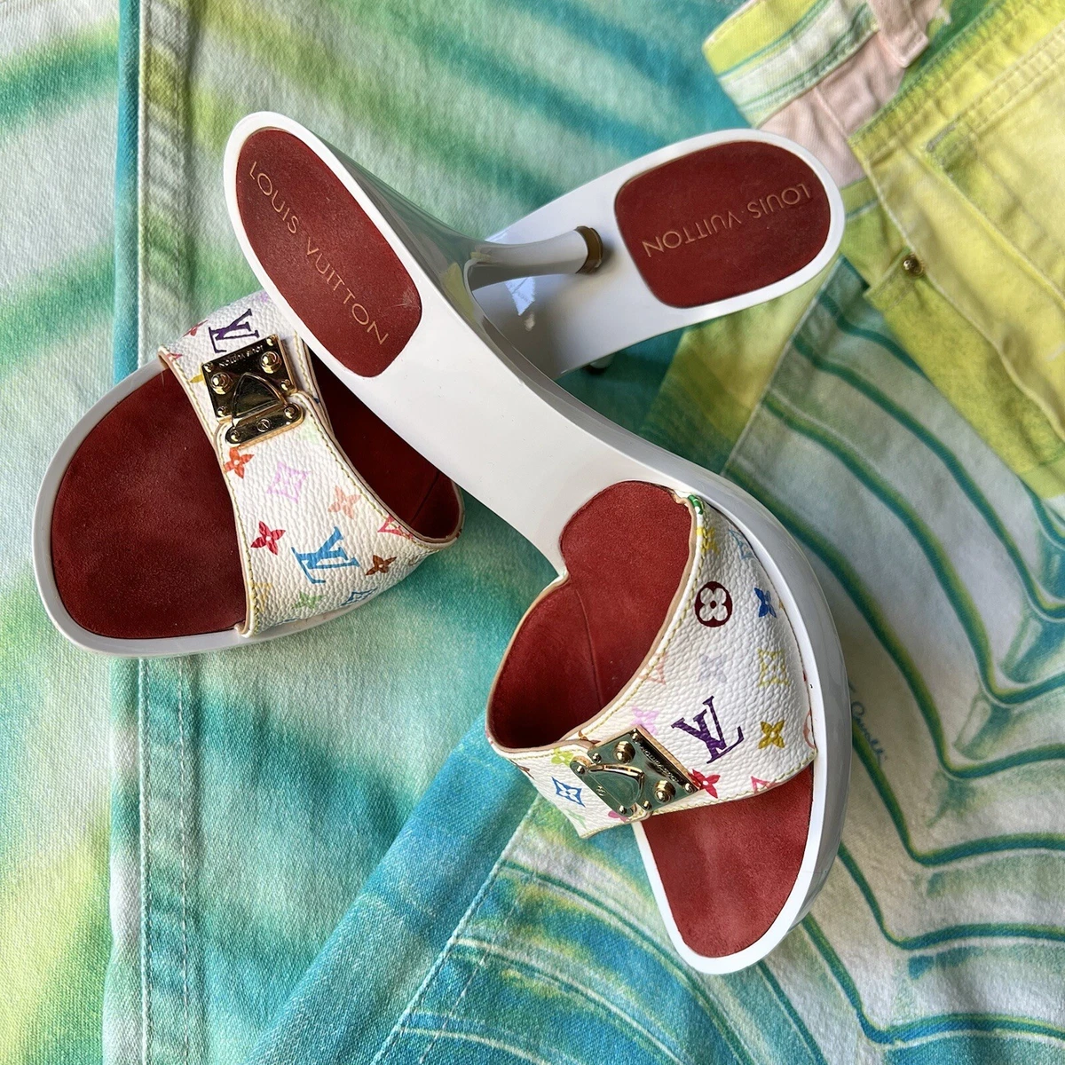 Louis vuitton multicolor slides sale