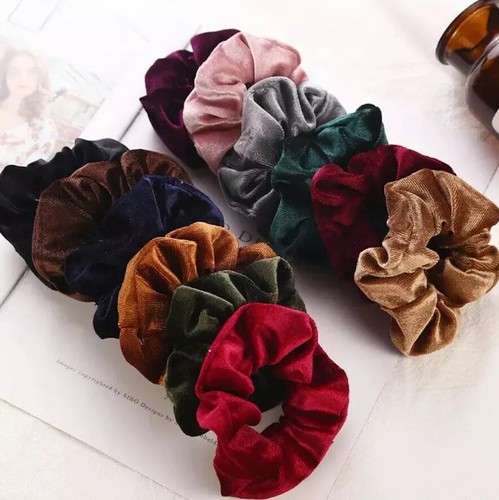 Upto 4pcs Pack Hair Scrunchies Velvet Scrunchy Bobbles Elastic Hair Bands women - Picture 3 of 5
