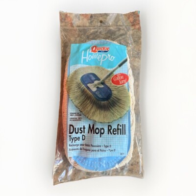 New! Quickie HomePro 100% Cotton Dust Mop Refill Type D Cleaning