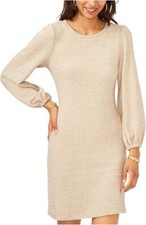 MSK Womens Sweater Dress Ribbed Mini Bodycon Round Neck Beige Size Petites XL