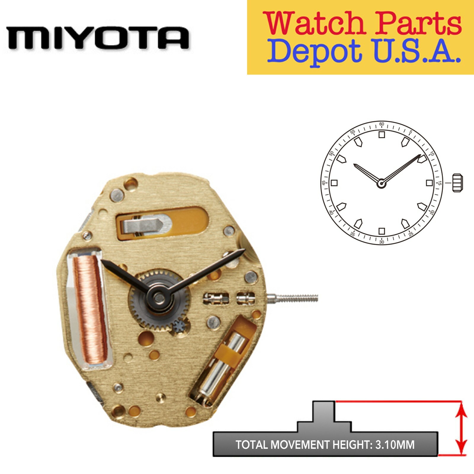 Original Miyota 9T22 Japan Quartz Movement, 2 Hands New! | eBay